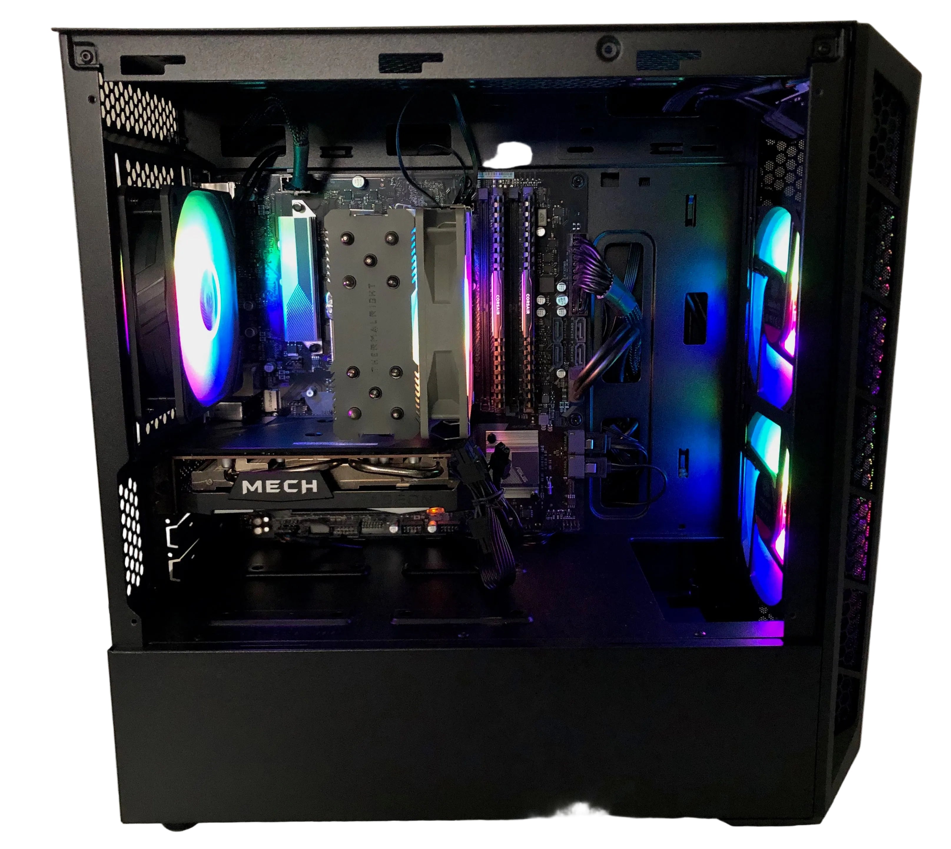 Refurbished Custom Gaming PC – Intel Core i7-8700, 16GB DDR4 RAM, MSI RX 6500 XT 4GB GPU, 960GB SSD, 3TB HDD, Windows 11 Home